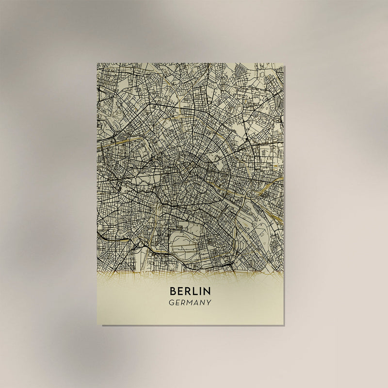Berlin Minimalist Lines Beige Map Poster – Fine Art Paper or Canvas — Ansicht 3