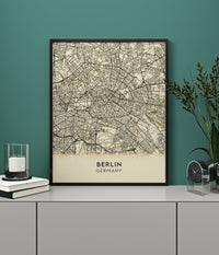 Berlin Minimalist Lines Beige Map Poster – Fine Art Paper or Canvas — Ansicht 2