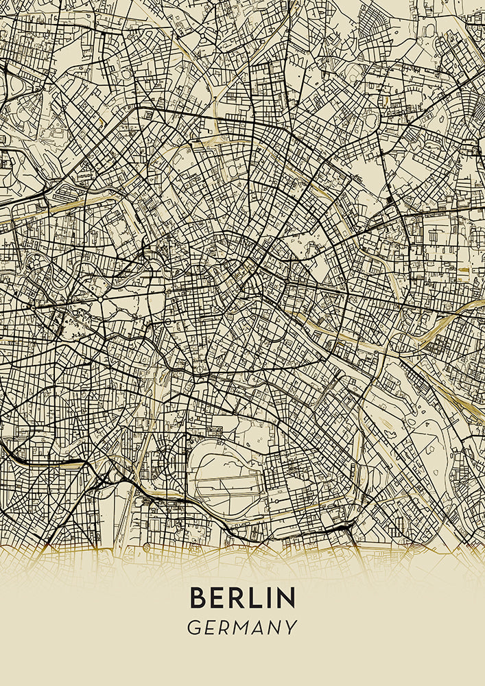 Berlin Minimalist Lines Beige Map Poster – Fine Art Paper or Canvas — Ansicht 4
