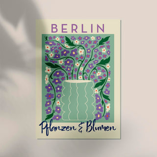 Berlin Plants and Flowers Green and Purple Graphic Art Poster – Fine Art Print | Botanisch | Modern