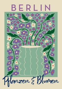 Berlin Plants and Flowers Green and Purple Graphic Art Poster – Fine Art Print — Ansicht 4