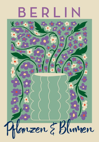 Berlin Plants and Flowers Green and Purple Graphic Art Poster – Fine Art Print | Botanisch | Modern