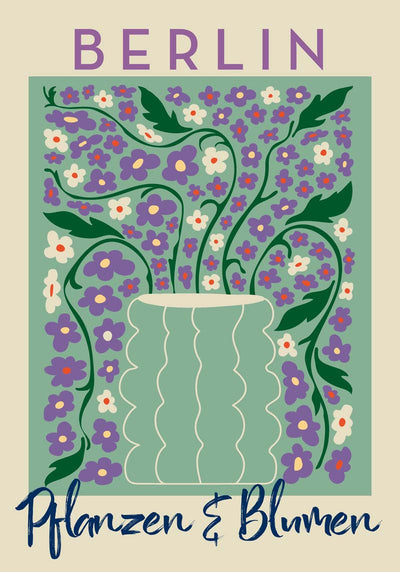 Berlin Plants and Flowers Green and Purple Graphic Art Poster – Fine Art Print