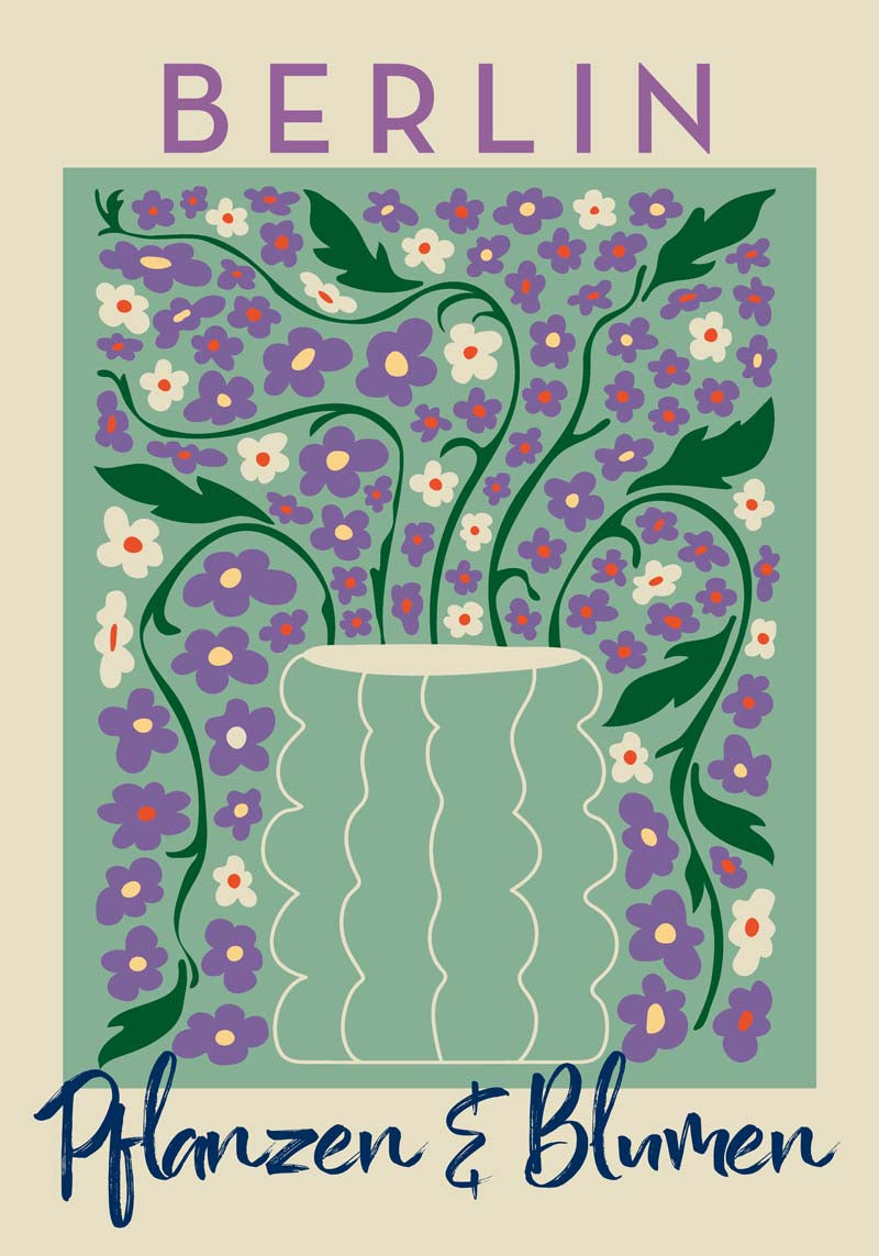 Berlin Plants and Flowers Green and Purple Graphic Art Poster – Fine Art Print — Ansicht 4