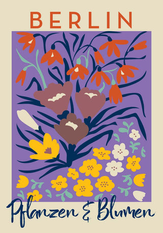 Berlin Plants and Flowers Purple Graphic Art Poster – Fine Art Print | Botanisch | Modern