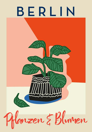 Berlin Plants and Flowers Red Graphic Art Poster – Fine Art Print | Botanisch | Modern