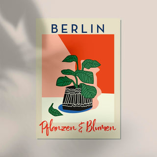 Berlin Plants and Flowers Red Graphic Art Poster – Fine Art Print | Botanisch | Modern