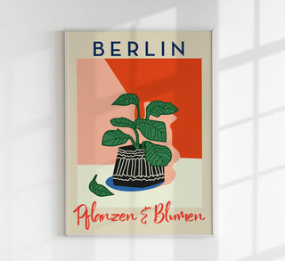 Berlin Plants and Flowers Red Graphic Art Poster – Fine Art Print | Botanisch | Modern