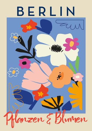 Berlin Plants and Flowers Colorful Graphic Art Poster – Fine Art Paper | Canvas | UV‑archivfest