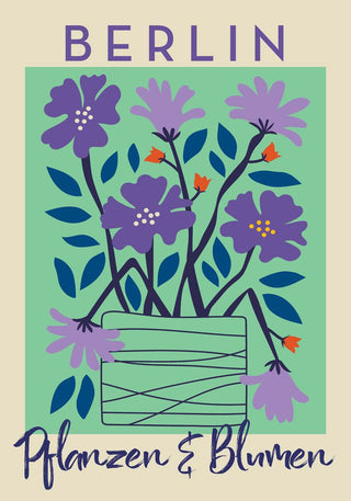 Berlin Plants and Flowers Purple and Blue Graphic Art Poster – Fine Art Print | Botanisch | Modern