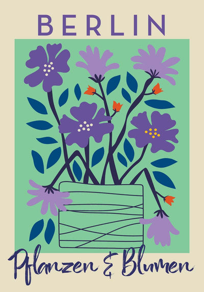 Berlin Plants and Flowers Purple and Blue Graphic Art Poster – Fine Art Print Botanical Modern