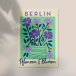 Berlin Plants and Flowers Purple and Blue Graphic Art Poster – Fine Art Print | Botanisch | Modern