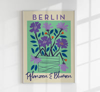 Berlin Plants and Flowers Purple and Blue Graphic Art Poster – Fine Art Print Botanical Modern — Ansicht 1