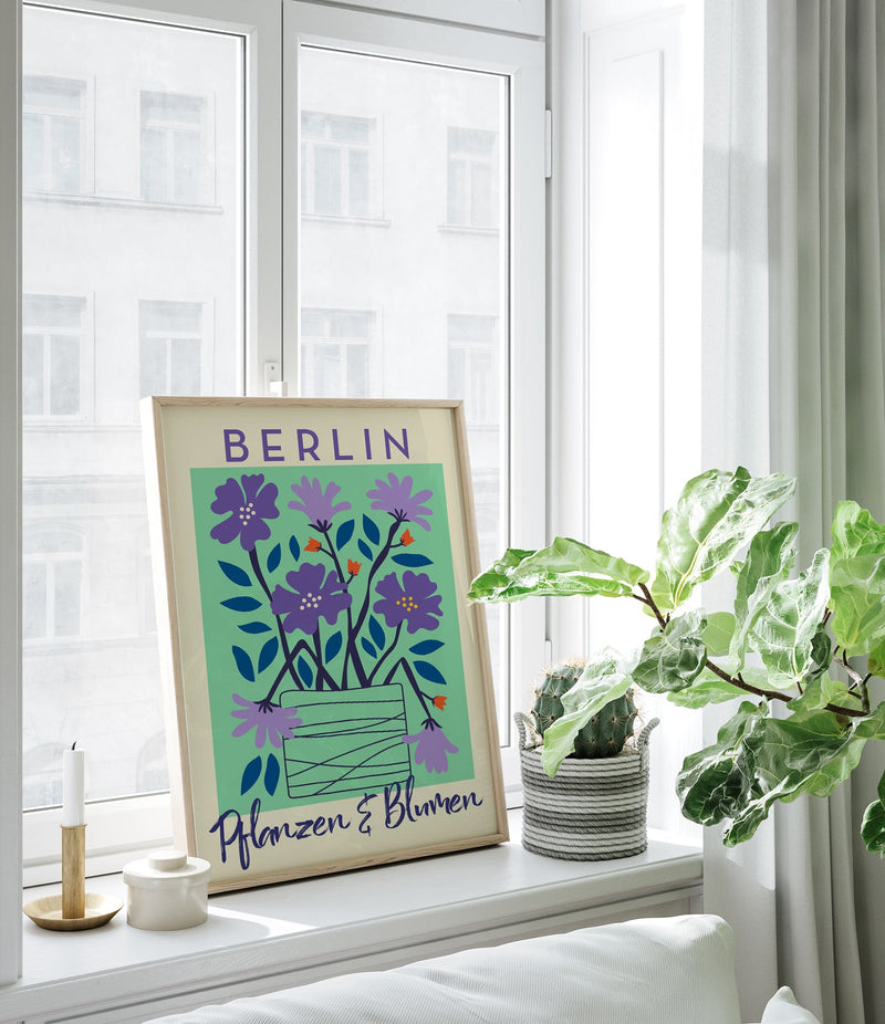 Berlin Plants and Flowers Purple and Blue Graphic Art Poster – Fine Art Print Botanical Modern — Ansicht 2