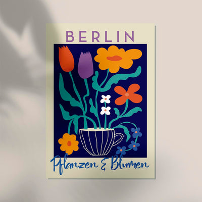Berlin Plants and Flowers Cup of Tea Graphic Art Poster – Fine Art Paper or Canvas