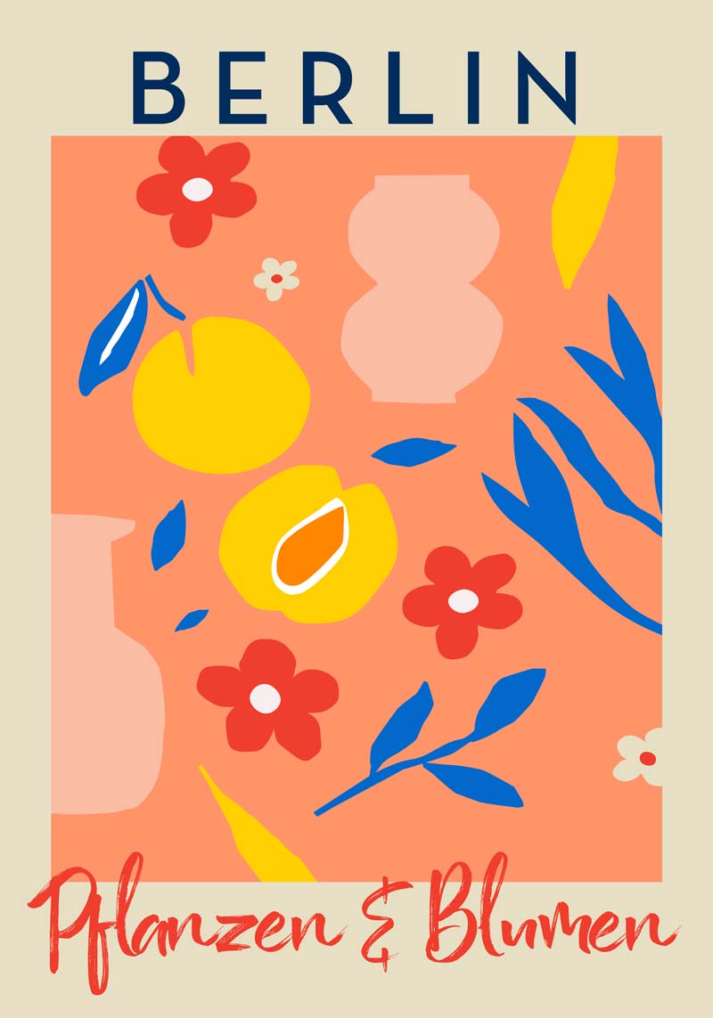 Berlin Plants and Flowers Salmon Berlin Art Poster – Botanical Fine Art Print — Ansicht 4