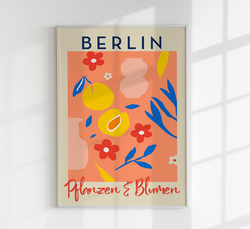 Berlin Plants and Flowers Salmon Berlin Art Poster – Botanical Fine Art Print — Patroa Studio