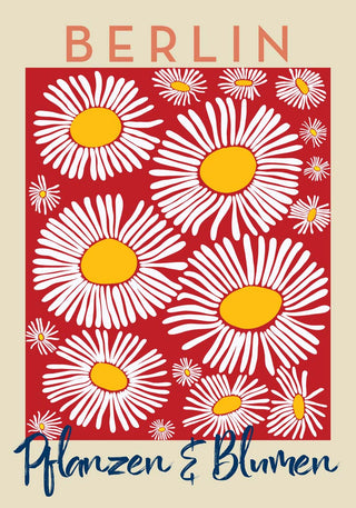 Berlin Plants and Flowers Daisy Red Art Poster – Fine Art Print | Botanisch | Modern