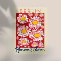Berlin Plants and Flowers Daisy Red Art Poster – Fine Art Print Botanical Modern — Ansicht 3