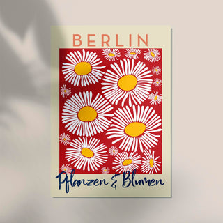 Berlin Plants and Flowers Daisy Red Art Poster – Fine Art Print | Botanisch | Modern
