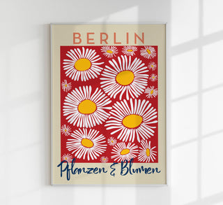 Berlin Plants and Flowers Daisy Red Art Poster – Fine Art Print | Botanisch | Modern