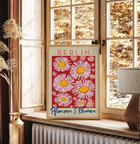 Berlin Plants and Flowers Daisy Red Art Poster – Fine Art Print Botanical Modern — Ansicht 2