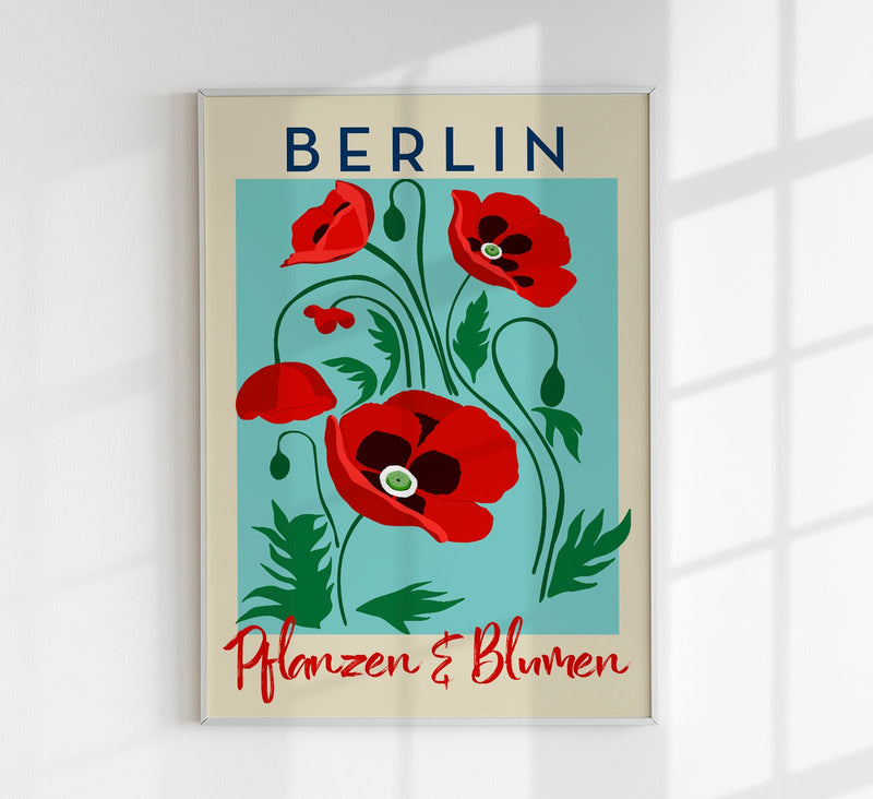Berlin Plants and Flowers Red Poppy Art Poster – Fine Art Print Botanical Modern — Patroa Studio