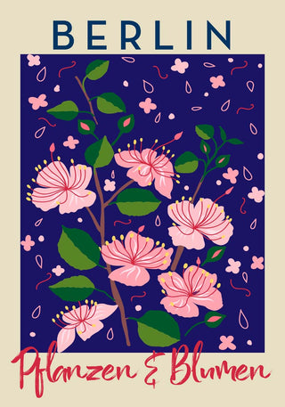 Berlin Plants and Flowers Pink Sakura Art Poster – Fine Art Print | Botanisch | Modern