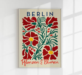 Berlin Plants and Flowers Red Beige Art Poster – Fine Art Print | Botanisch | Modern