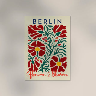 Berlin Plants and Flowers Red Beige Art Poster – Fine Art Print | Botanisch | Modern