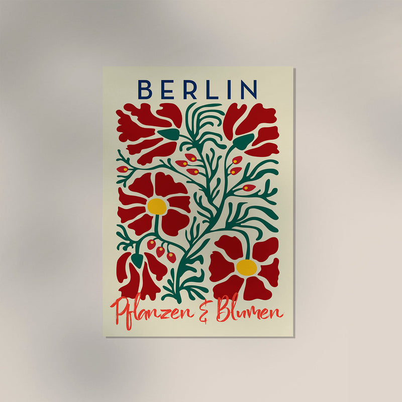 Berlin Plants and Flowers Red Beige Art Poster – Fine Art Print Botanical Modern — Ansicht 3