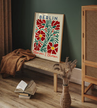 Berlin Plants and Flowers Red Beige Art Poster – Fine Art Print Botanical Modern — Ansicht 2