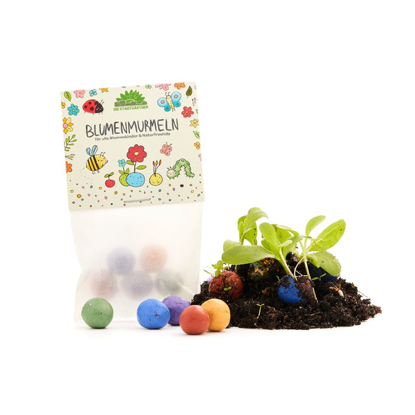 1x 5 flower marbles in a bag – handmade seedbombs