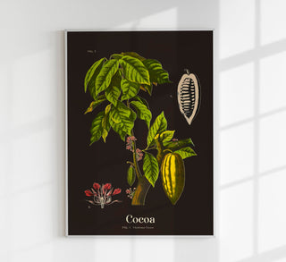 Cacao Botanical Poster black – Botanischer Druck | Fine Art | Canvas