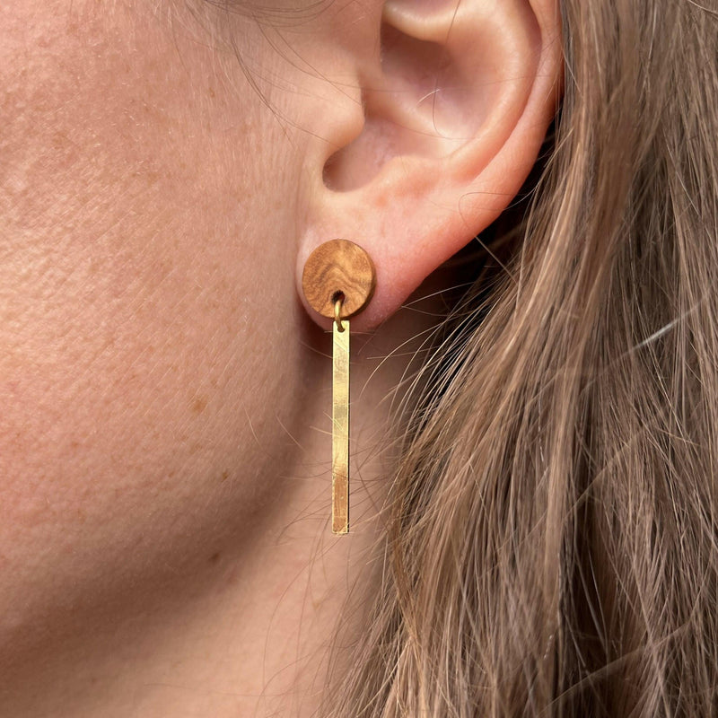 Olive wood stud earrings – handmade in Cologne — LIZO