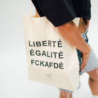 FCKAFDÉ Premium Tote Bag Nature & Black – 100% recycelte Baumwolle — Ansicht 1