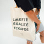 FCKAFDÉ Premium Tote Bag Nature & Black – 100% recycelte Baumwolle