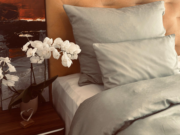 Damast go-green Bed Linen Set Bamboo Green – 50% Cotton, 50% TENCEL™ Lyocell, Easy Iron