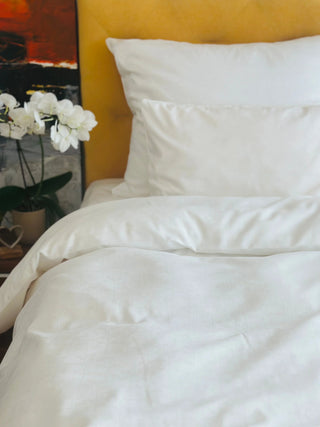 Damast go-green Bettwäsche Set Bamboo White – Luxus | Bügelleicht | Nachhaltig