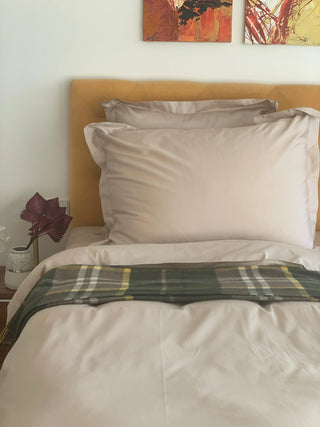 Bettwäsche Set Beige Uni – 100% Baumwolle | Satin 300 TC | Bügelleicht