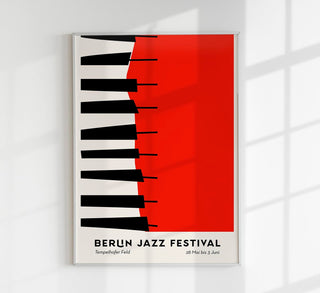 Piano Berlin Jazz Fine Art Poster: Urbane Klavier-Jazz-Kunst mit Berliner Nachtklub-Atmosphäre für Musiker, Studios und stilvolle Lofts.