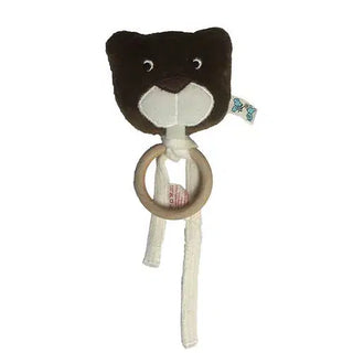 Bio Baby Rassel Mit Holz-Beißring – Biber Design Von PAT & PATTY, GOTS Zertifiziert Und Sicher Für Zahnende Babys