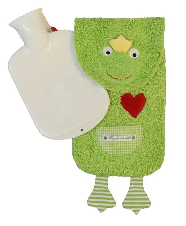Bio Wärmflasche Frosch – Bio-Baumwolle & Naturkautschuk, handgefertigt
