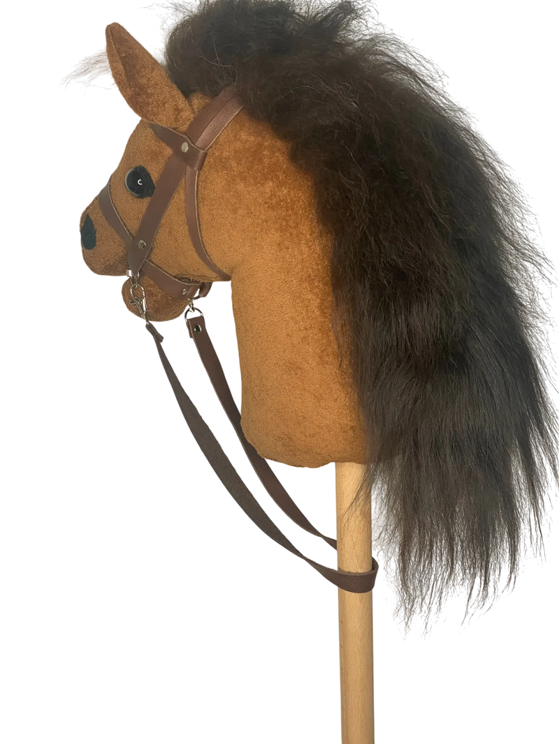 Organic Hobby Horse "Coppa" Cotton Velvet Dark Brown Handmade — Ansicht 5