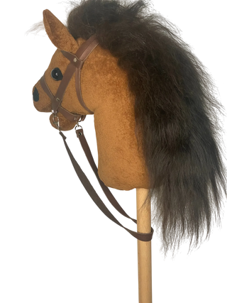 Bio Hobby Horse mit einem Gebiss aus Bio braune Baumwollsamt / Velvet von PAT & PATTY