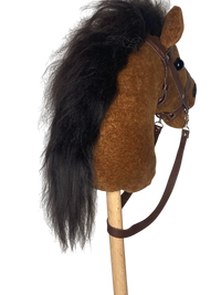 Organic Hobby Horse "Coppa" Cotton Velvet Dark Brown Handmade — Ansicht 4