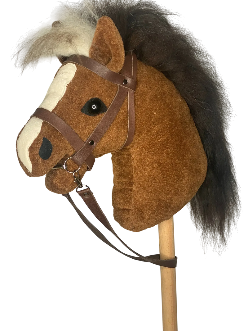 Organic Hobby Horse "Coppa" Cotton Velvet Dark Brown Handmade — Ansicht 3