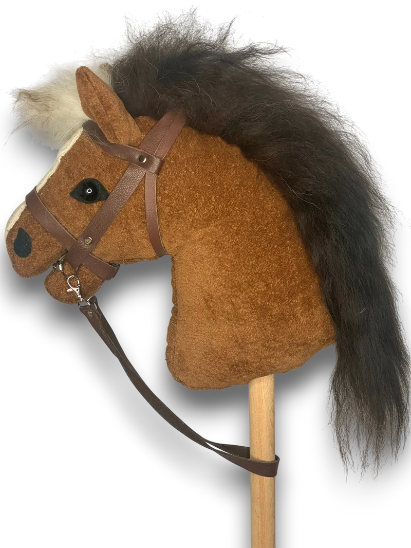 Organic Hobby Horse "Coppa" Cotton Velvet Dark Brown Handmade — Ansicht 2