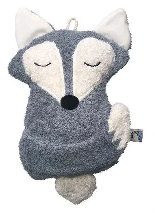 Kuschelige Baby-Spieluhr Fuchs aus orangefarbenem Bio-Frottee – weich, hautfreundlich und ideal als liebevolle Einschlafbegleitung fürs Babyzimmer.
