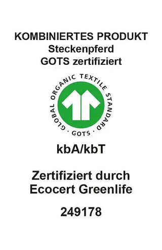 GOTS-zertifiziertes Bio-Steckenpferd Abraxas mit Gebiss – handgemachtes, nachhaltiges Spielzeug für Kinder von PAT & PATTY